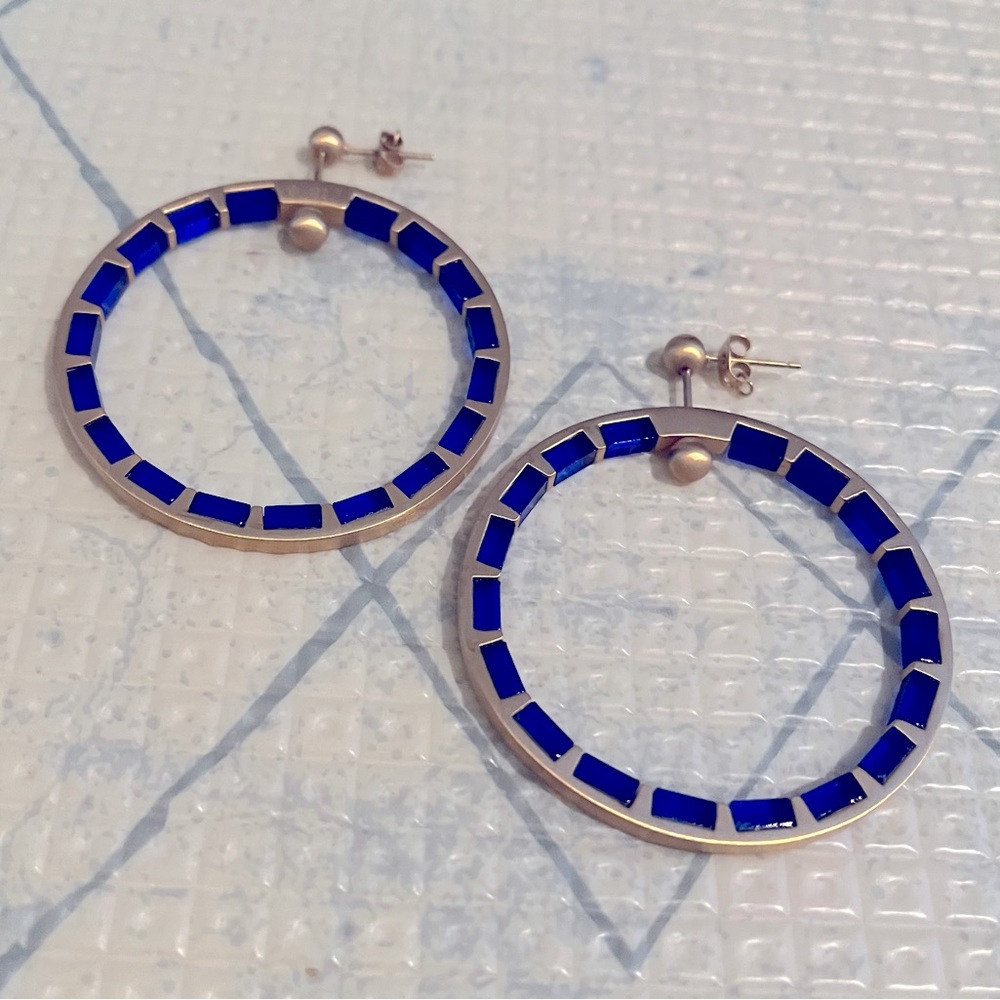 Colette Malouf Stud Hoop Resin Brass Earrings